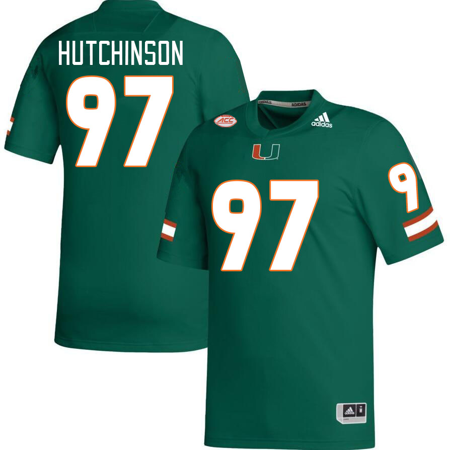 Men #97 Will Hutchinson Miami Hurricanes College Football Jerseys Stitched-Green